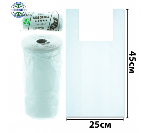 Пакет/Майка "BAYSAT-ЭКО", 3 нан/250*450мм, в мешке-30 рулонов, 800гр.