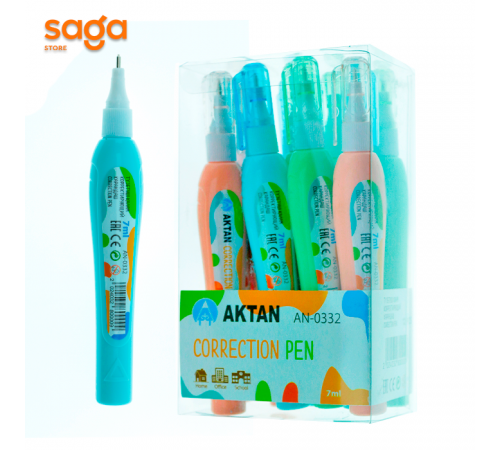 Корректирующая ручка/Штрих "Aktan", 7мл, в блоке-12шт. 0332