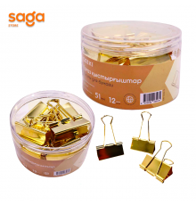 Зажимы 51мм ON-4224-G 1/48 для бумаг золото блоке-12шт.