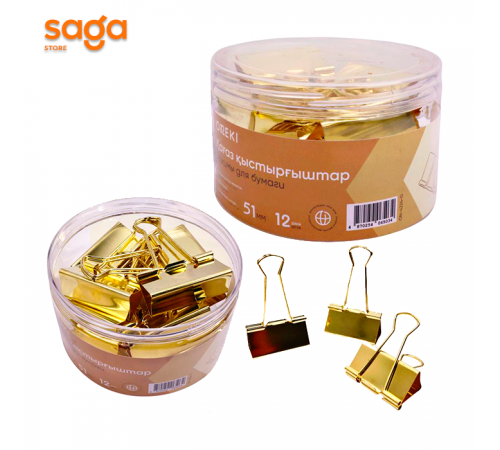 Зажимы 51мм ON-4224-G 1/48 для бумаг золото блоке-12шт.