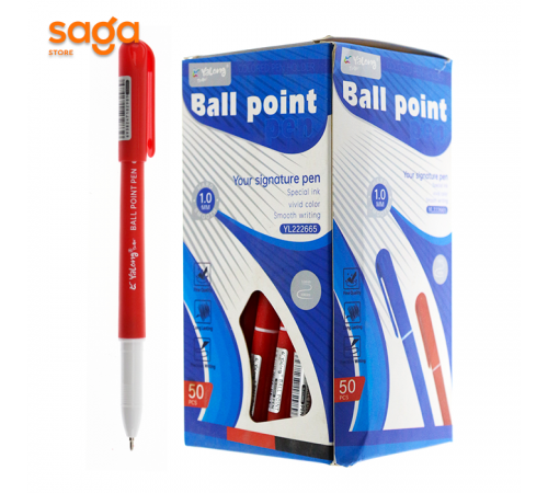 Ручка шариковая Yalong 222665 красный 1.0mm 50шт