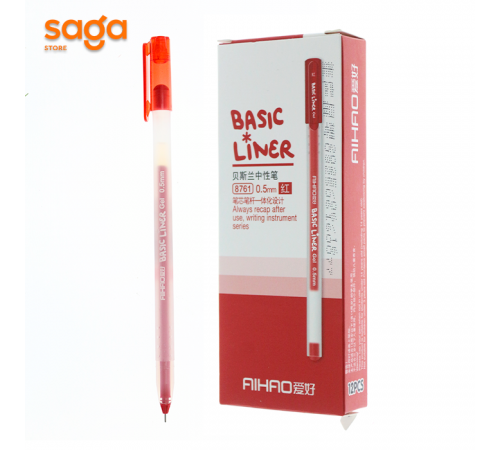 Ручка гелевая "Aihao", 0,5мм, красный 12/1728 8761