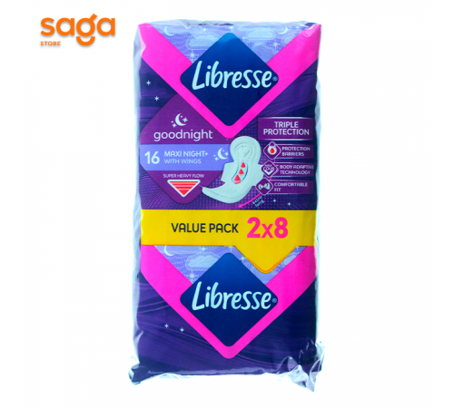 Прокладки Libresse maxi duo, ночной, в упаковке-16шт.
