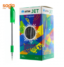 Ручка шариковая Актан JET" зеленый, 1.0мм, в упаковке-50шт.