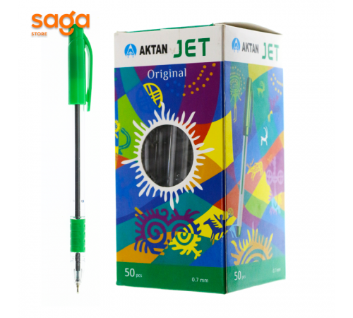 Ручка шариковая Актан JET" зеленый, 1.0мм, в упаковке-50шт.