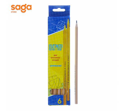 Карандаши простые чернографитные Конструктор 109-6шт