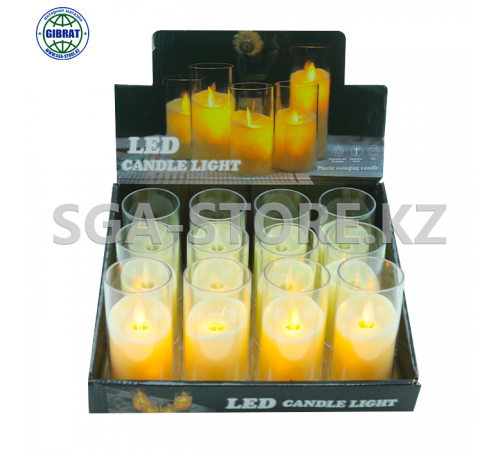 Свеча светодиодная на батарейках декоративная LED, с эффектом пламени.