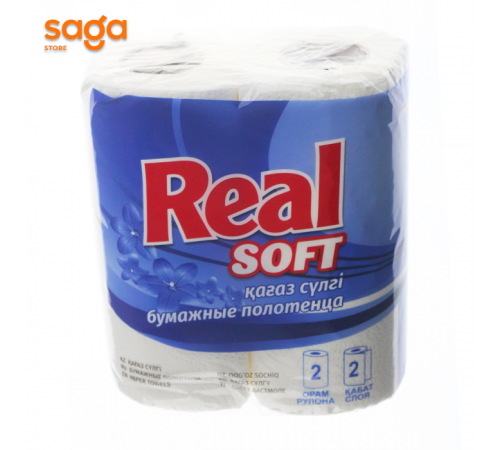Бумажные полотенца Real , 2 слоя, 2 рулона.
