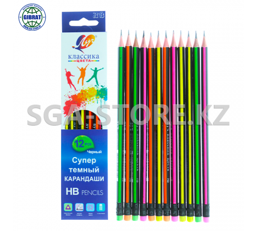 Карандаши чернографитные "Классика", в упаковке-12шт. 1714-08