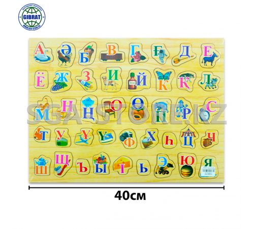 Алфавит-пазл казахский деревянный.40*30см RH 599