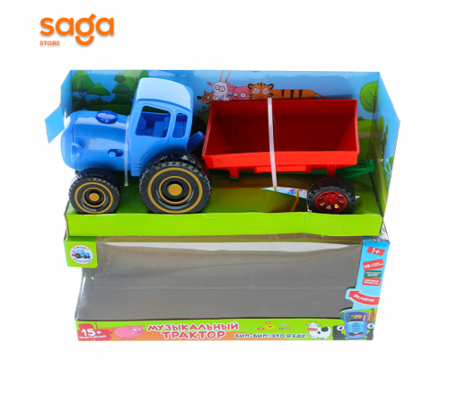 Машина музыкальная "Синий Трактор с прицепом".30,5*13*10 см.1/72 PG1800-D