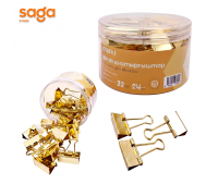 Зажимы 32мм ON-4222-G 1/48 для бумаг золото блоке-24шт.