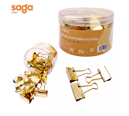 Зажимы 32мм ON-4222-G 1/48 для бумаг золото блоке-24шт.