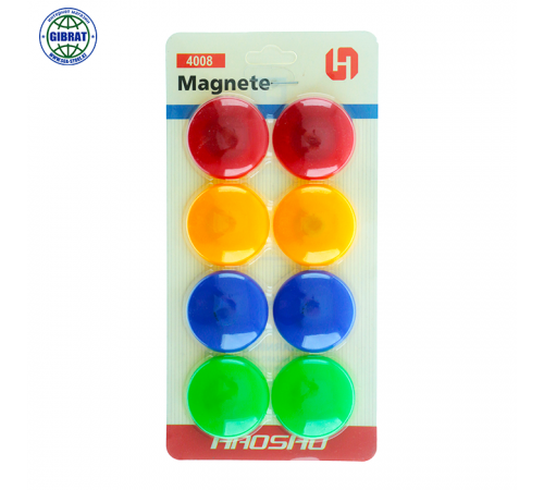 Набор разноцветных магнитов, 8шт, диаметр-40мм. 4008