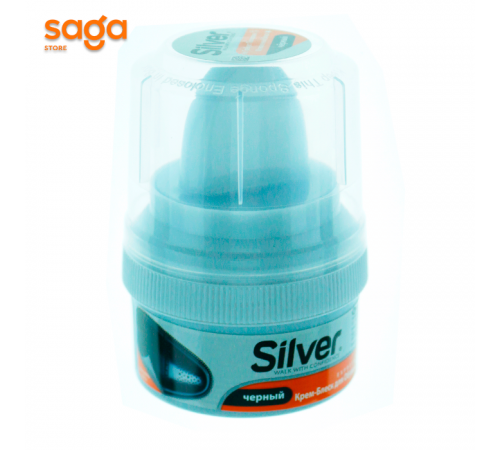 Крем Silver для обуви с губкой, черный 50мл.