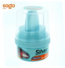 Крем Silver для обуви с губкой, коричневый 50мл.