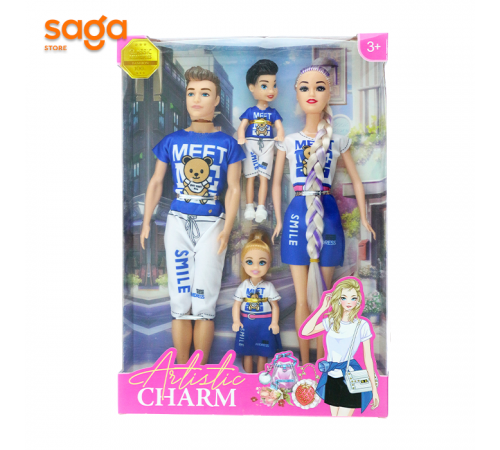 Кукла «Семья» с 2 детьми в коробке QY 109 1/69