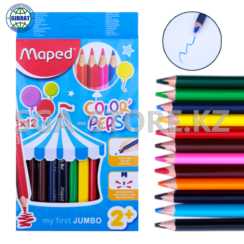 Карандаш цветные "Maped Jumbo", 12 цветов.  834010