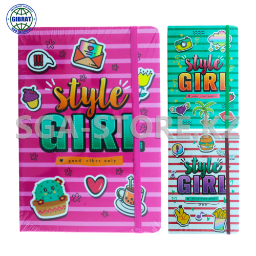 Блокнот на резинке "Girl", А5, в клетку, 707-28