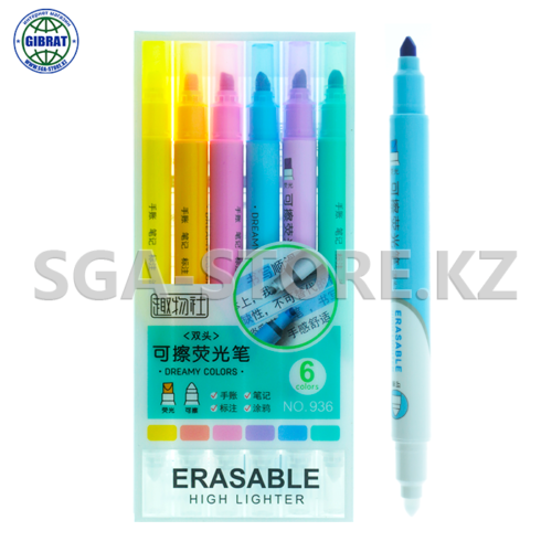 Маркер выделяющий ERASABLE, стираемый, 6 цветов, 936-6