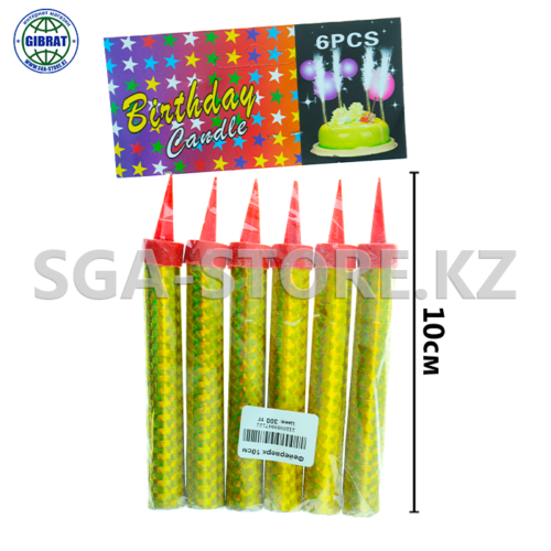 Свечи фейерверк для торта "Birthday Candle", 10см, в пачке-6шт.