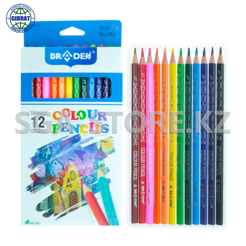 Цветные карандаши "Braden", 12цв, 88037-12