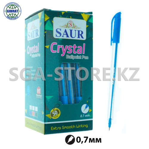 Ручка шариковая "Saur Crystal", 0.7мм, синий, в коробке-50шт.