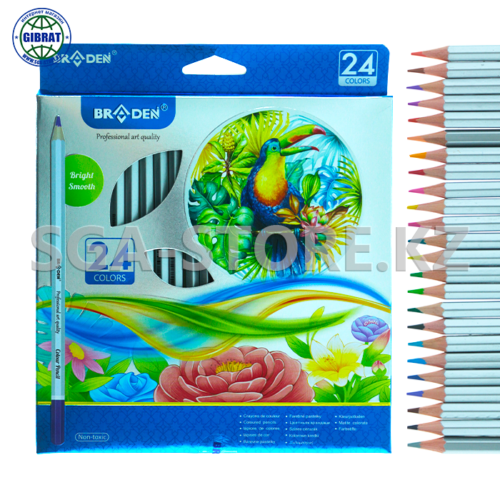 Цветные карандаши "Braden", 24 цветов,  BD 8012-24