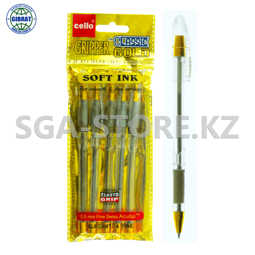 Ручка шариковая " GRIPPER золото ", 0,5мм, синий, в упаковке-5шт. 936-5
