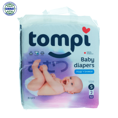Подгузники Tompi, размер-2, в упаковке-82шт.