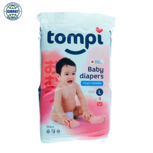 Подгузники Tompi, размер-4, в упаковке-54шт.