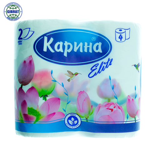 Туалетная бумага Карина, 2 слоя, в упаковке 4шт.