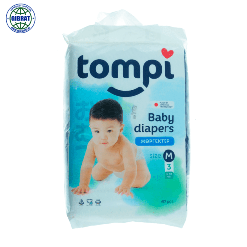Подгузники Tompi, размер-3, в упаковке-62шт.