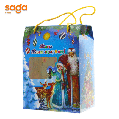 Подарочная коробка "С новым годом\Жаңа жылыңызбен"  25х 002-1