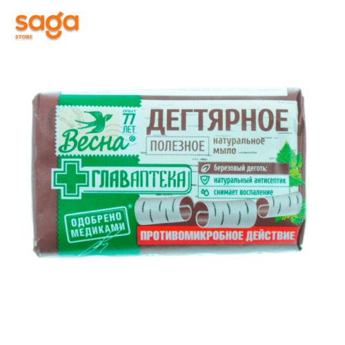 Мыло Весна дегтярное 90гр. 1784. 6088. 6206.