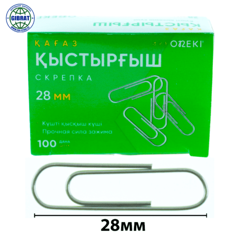 Скрепки канцелярские "ON-1511", 28мм, в коробке-100шт.