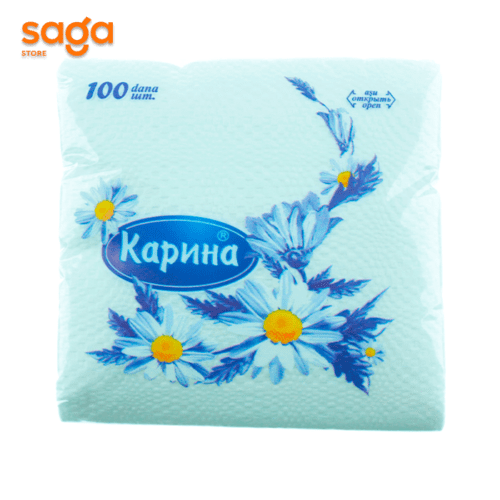 Салфетки бумажные Карина, 24*24см, 100шт.