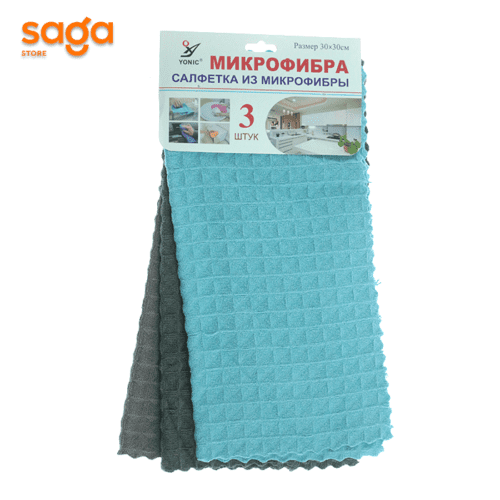 Тряпка из микрофибры, в наборе-3шт, 30х30см.