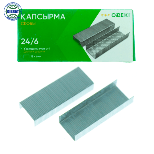 Скоба 24/6, в коробке-10 пачек, в пачке-1000шт. ON-7639.