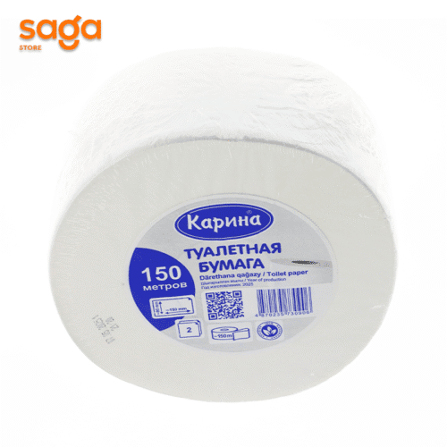 Туалетная бумага Карина, 150 метр, 90х150мм, 2 слоя.